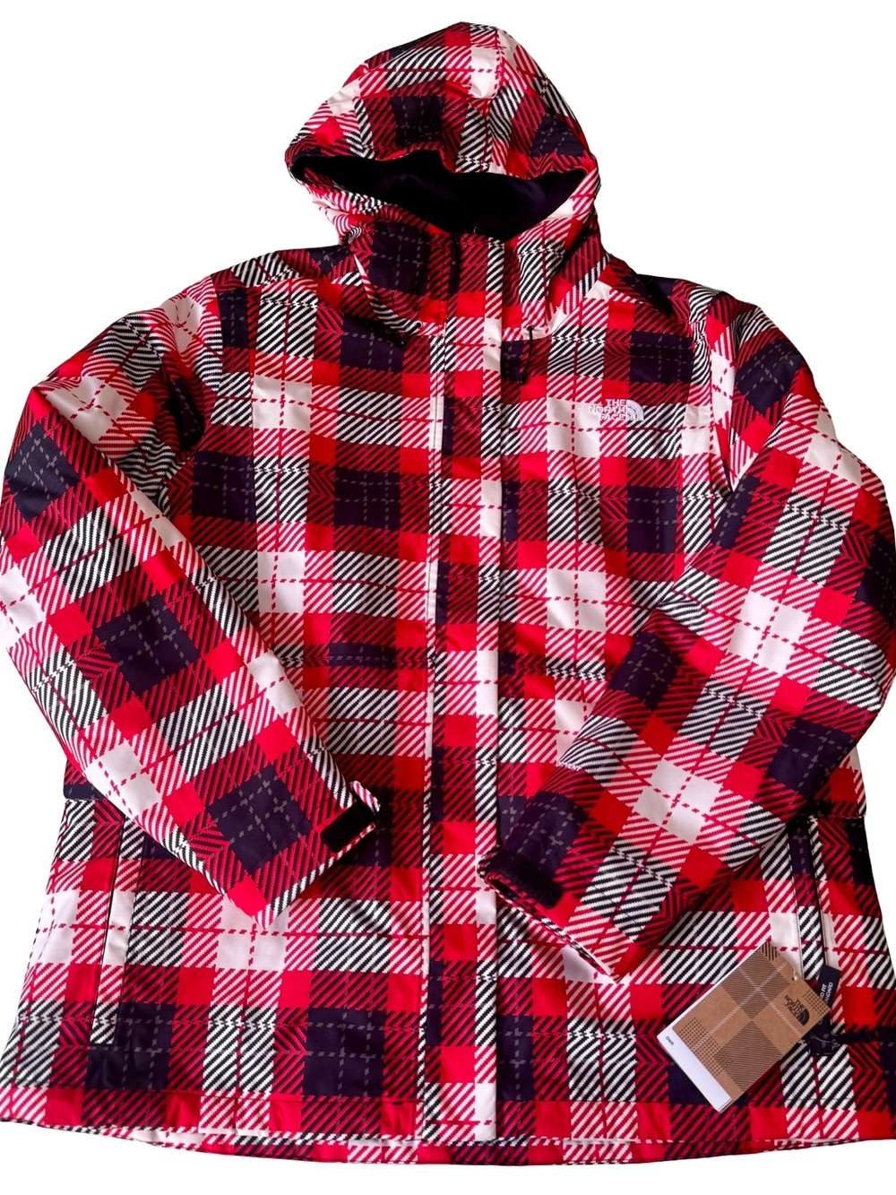 NWT The North Face Women’s Monarch Triclimate Jacket Fiery Red Plaid Size XXL